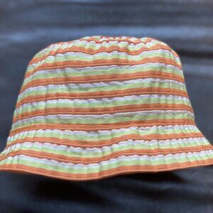San Diego Hat Company orange white and green ribbon bucket hat